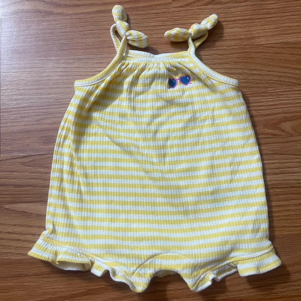 Old Navy Yellow and White Striped Baby Romper
